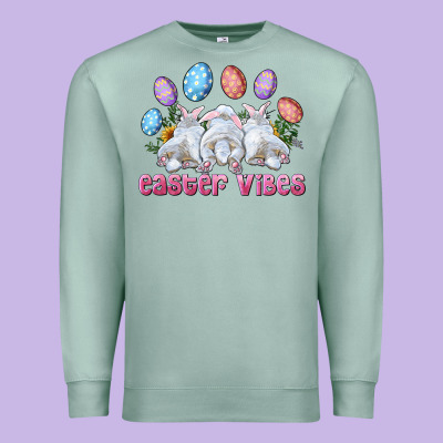 Easter Vibes With Bunny And Eggs Premium Sweatshirt Designed By Ranaportraitstore