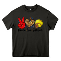 Asphalt peace love softball Heavy Core Tee - Zillion Design Studio