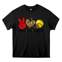 Black peace love softball Heavy Core Tee - Zillion Design Studio