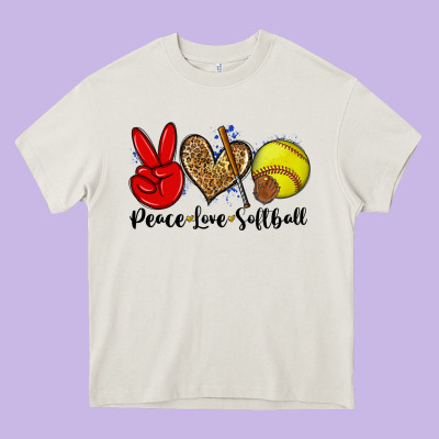 Peace Love Softball Heavy Core Tee Designed By Zillion Design Studio