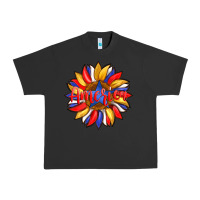 Pigment Black america with american flag colors and sunflower with star Urban Heavy Tee - Artiststas
