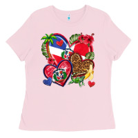 Bubblegum Pink dominican republic  hearts Ladies Tee - texasbilliewilder