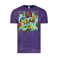 Cloud Purple farm seamless pattern Vintage Tee - BundleAndBundleShop