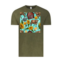 Vintage Olive farm seamless pattern Vintage Tee - BundleAndBundleShop
