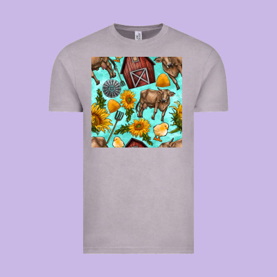 Farm Seamless Pattern Vintage Tee Designed By Bundleandbundleshop