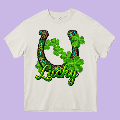 Lucky Shamrock Horseshoe Heavy Core Tee Designed By Ranaportraitstore