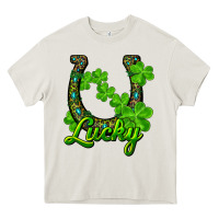 Cream lucky shamrock horseshoe Heavy Core Tee - RanaPortraitStore