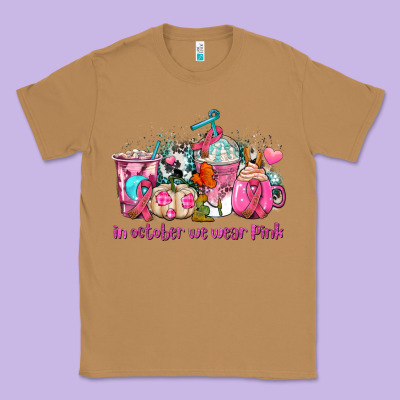 Western Cancer  In October We Wear Pink Coffee Cups With Ribbons Classic Tee Designed By Adodesignshop