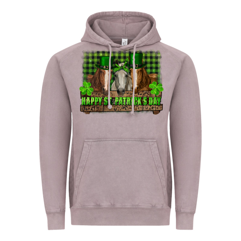 Happy St. Patrick's Day Horses With Leprechaun Hat And Bandana Vintage Hoodie by RanaPortraitStore | Teevron