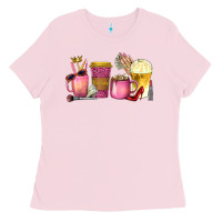 Bubblegum Pink boss lady coffee cups with money Ladies Tee - texasbilliewilder