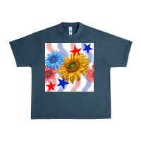 Midnight Navy patriotic sunflowers Urban Heavy Tee - BundleAndBundleShop