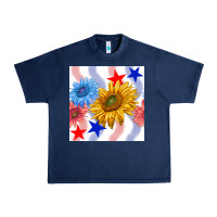 Navy patriotic sunflowers Urban Heavy Tee - BundleAndBundleShop
