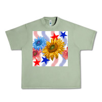 Oil Green patriotic sunflowers Urban Heavy Tee - BundleAndBundleShop