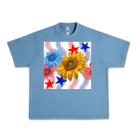 Pebble Blue patriotic sunflowers Urban Heavy Tee - BundleAndBundleShop