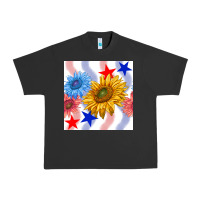 Pigment Black patriotic sunflowers Urban Heavy Tee - BundleAndBundleShop