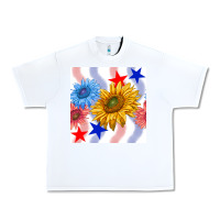 White patriotic sunflowers Urban Heavy Tee - BundleAndBundleShop