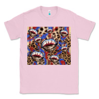 Bubblegum Pink american flag lips leopard Classic Tee - NancyCooperArtShop