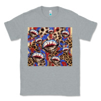 Heather Grey american flag lips leopard Classic Tee - NancyCooperArtShop