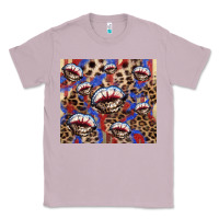 Lilac american flag lips leopard Classic Tee - NancyCooperArtShop
