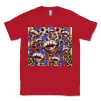 Red american flag lips leopard Classic Tee - NancyCooperArtShop