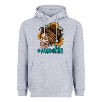 Heather Grey momlife skull with bandana Heavyweight Hoodie - Jasminsmagicworld