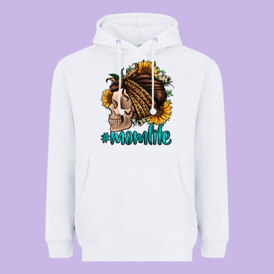 Momlife Skull With Bandana Heavyweight Hoodie Designed By Jasminsmagicworld