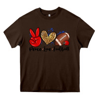 Chocolate Brown peace love football Heavy Core Tee - Zillion Design Studio