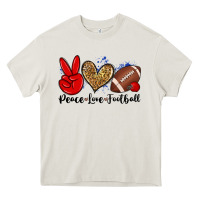 Cream peace love football Heavy Core Tee - Zillion Design Studio
