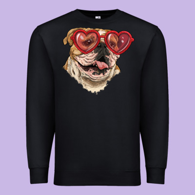 English Bulldog With Love Glass Premium Sweatshirt Designed By Ranaportraitstore