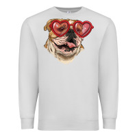 Dove Grey English bulldog with love glass Premium Sweatshirt - RanaPortraitStore