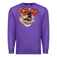 Purple English bulldog with love glass Premium Sweatshirt - RanaPortraitStore