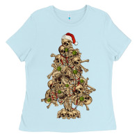 Baby Blue Skeleton Christmas Tree Ladies Tee - RanaPortraitStore