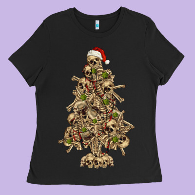 Ladies Tee Skeleton Christmas Tree