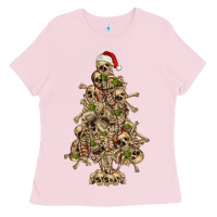 Bubblegum Pink Skeleton Christmas Tree Ladies Tee - RanaPortraitStore