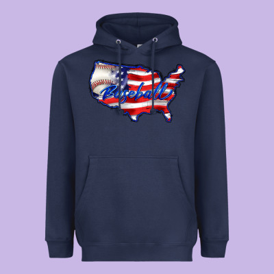 Usa Flag Baseball Heavyweight Hoodie Designed By Barkaloodesign