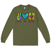 Army Green peace love flips flops Long Sleeve Tee - Jasminsmagicworld