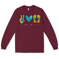 Burgundy peace love flips flops Long Sleeve Tee - Jasminsmagicworld