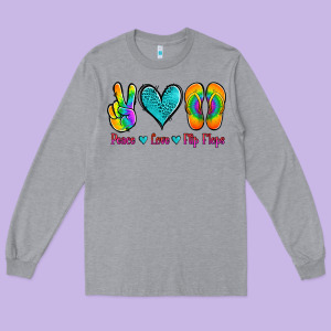 Peace Love Flips Flops Long Sleeve Tee Designed By Jasminsmagicworld