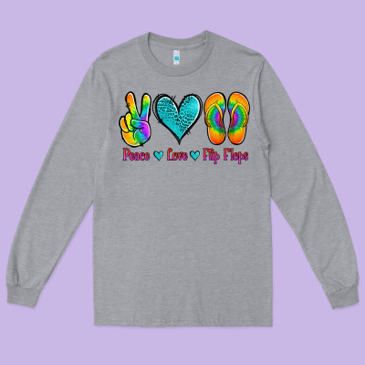 Peace Love Flips Flops Long Sleeve Tee Designed By Jasminsmagicworld