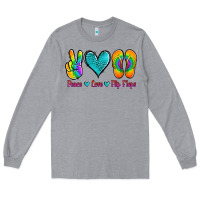 Heather Grey peace love flips flops Long Sleeve Tee - Jasminsmagicworld
