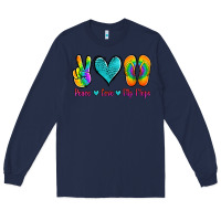 Navy peace love flips flops Long Sleeve Tee - Jasminsmagicworld