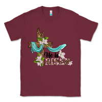 Burgundy he is risen cross Classic Tee - BarkalooDesign