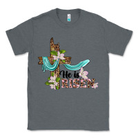 Charcoal Heather he is risen cross Classic Tee - BarkalooDesign