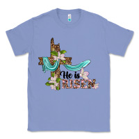 Colony Blue he is risen cross Classic Tee - BarkalooDesign