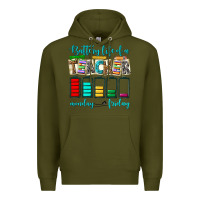 Army Green battery life of a teacher monday friday Premium Hoodie - NancyCooperArtShop