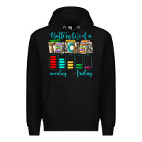 Black battery life of a teacher monday friday Premium Hoodie - NancyCooperArtShop