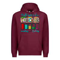 Burgundy battery life of a teacher monday friday Premium Hoodie - NancyCooperArtShop