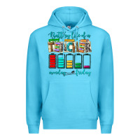 Ocean Blue battery life of a teacher monday friday Premium Hoodie - NancyCooperArtShop