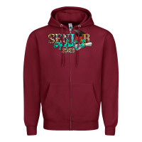 Burgundy senior graduated 2023 Zipper Hoodie - NancyCooperArtShop