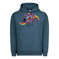 Pigment Midnight Navy Rainbow sheep Urban Hoodie - CowGirlArtShop